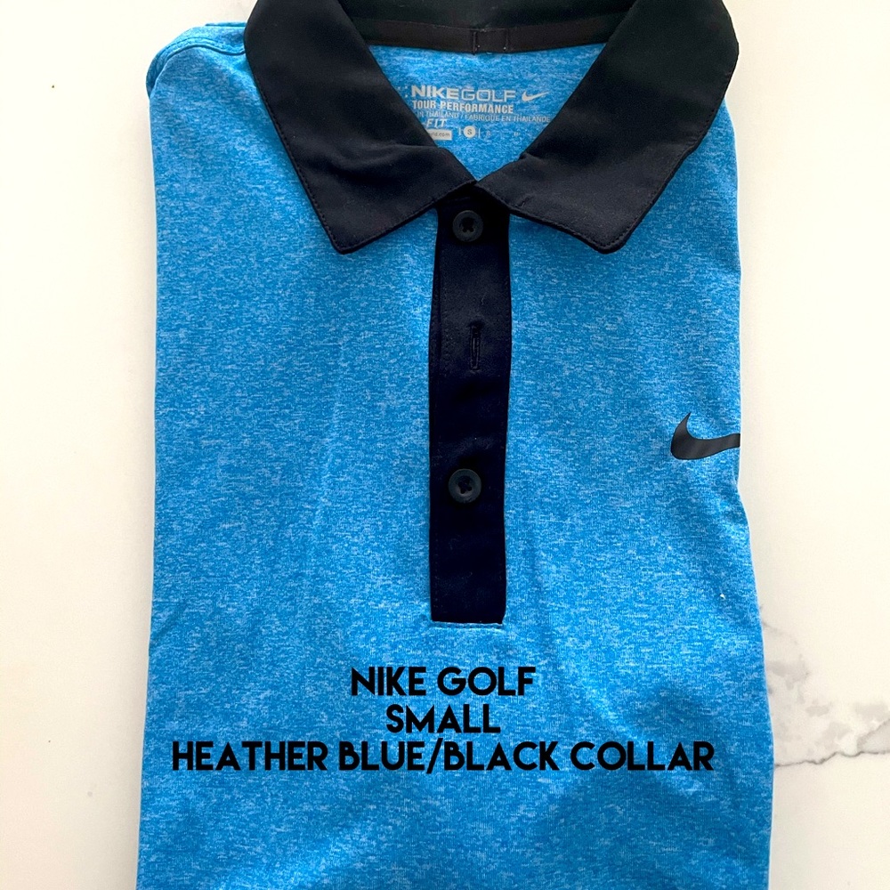 Nike Golf polo heathered blue/black collar